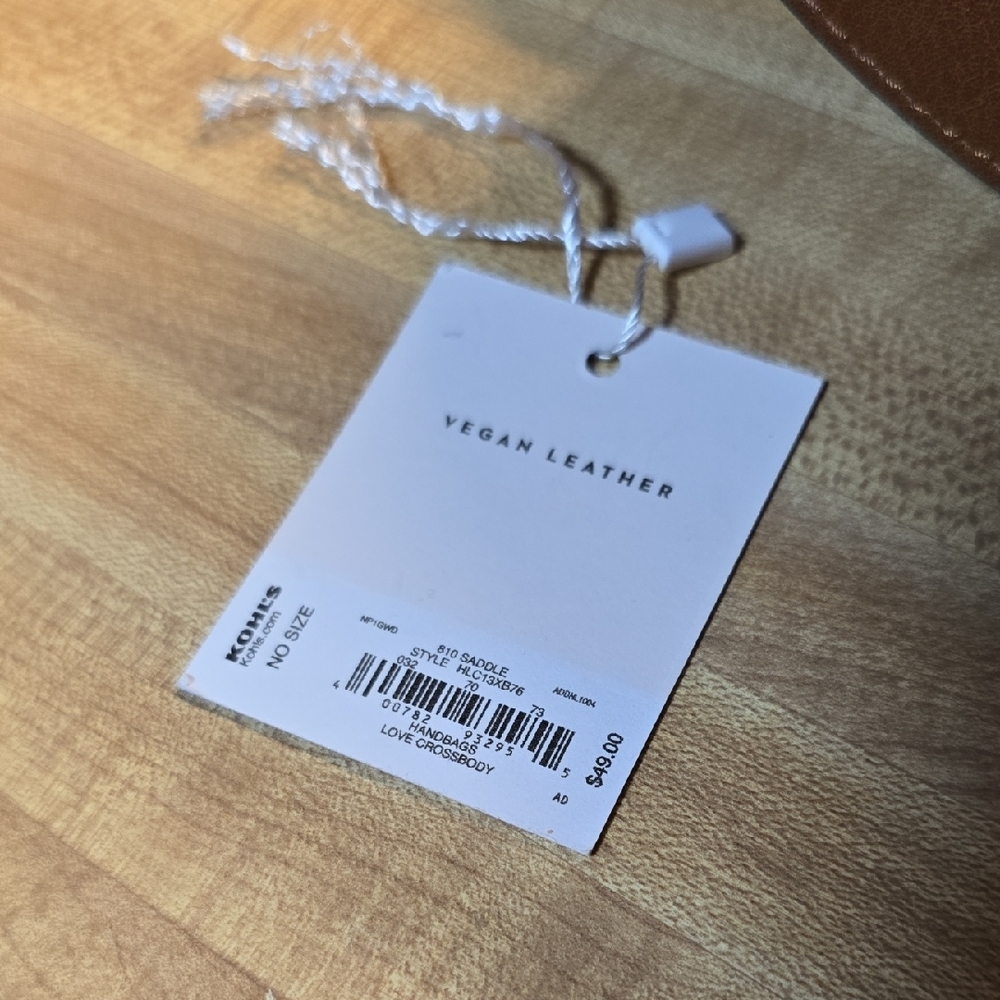 LC Lauren Conrad Heart-Shaped Tan Vegan Leather Crossbody Bag - Picture 5 of 5